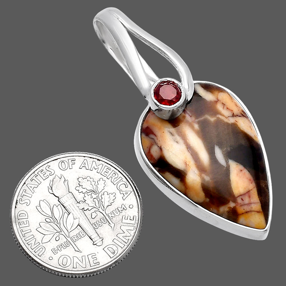 Natural Peanut Wood & Garnet Pendant P-1251 SDP144279