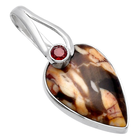 Natural Peanut Wood & Garnet Pendant P-1251 SDP144279