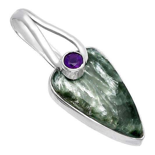 Russian Seraphinite & Amethyst Pendant P-1251 SDP144285