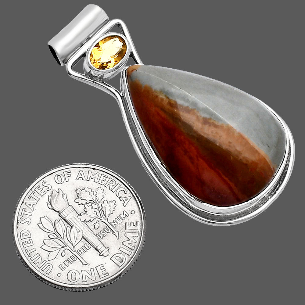 Natural Polygram Jasper & Citrine Pendant P-1130 SDP144314