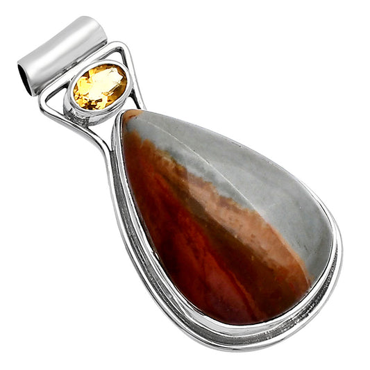 Natural Polygram Jasper & Citrine Pendant P-1130 SDP144314