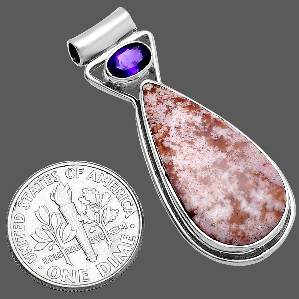 Natural Red Moss Agate & Amethyst Pendant P-1130 SDP144349