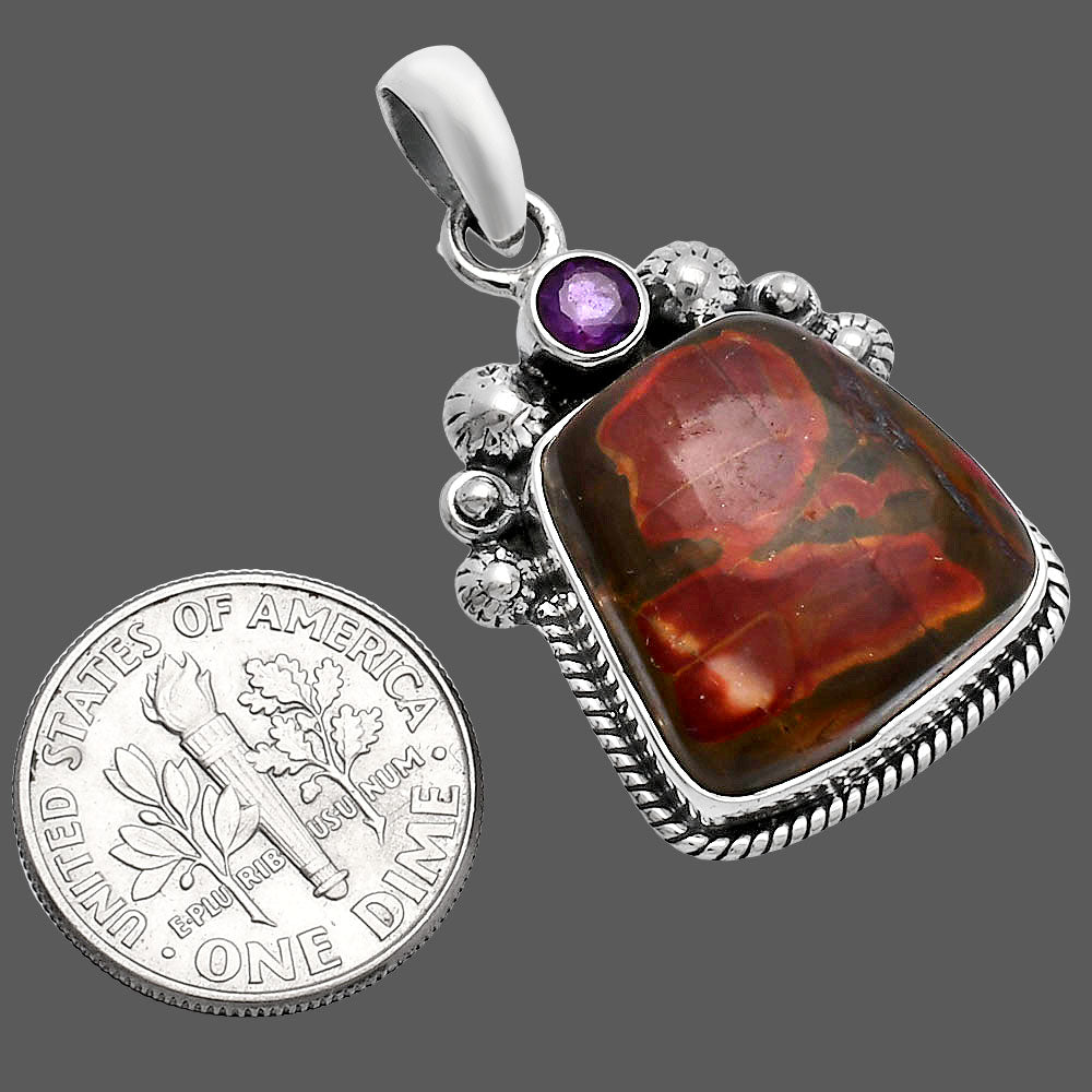 Natural Cherry Creek & Amethyst Pendant P-1482 SDP144375