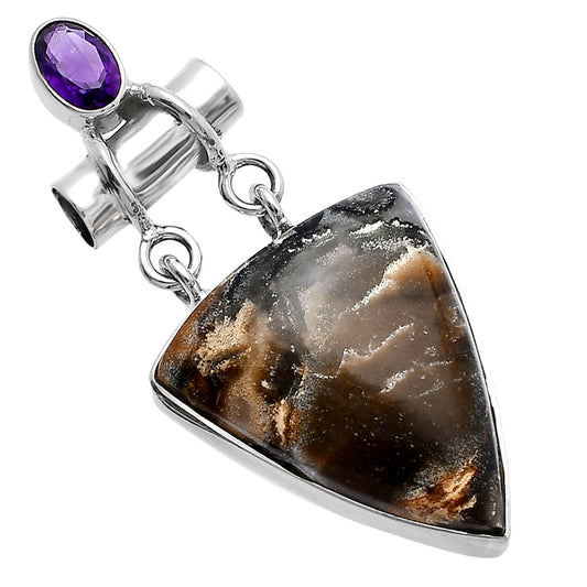 Natural Tabu Jasper & Amethyst Pendant P-1276 SDP144436