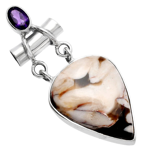 Natural Peanut Wood & Amethyst Pendant P-1276 SDP144444