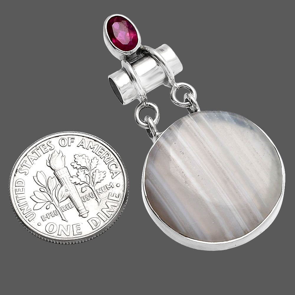 Natural Banded Onyx & Ruby Pendant P-1276 SDP144460