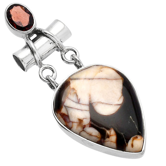 Natural Peanut Wood & Garnet Pendant P-1276 SDP144466