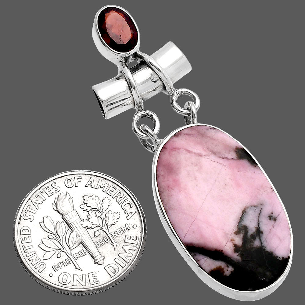 Natural Rhodonite & Garnet Pendant P-1276 SDP144470