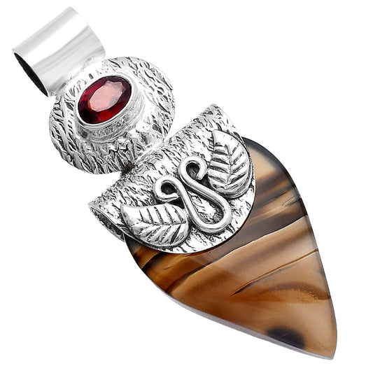 Natural Montana Agate - USA & Garnet Pendant P-1545 SDP144496