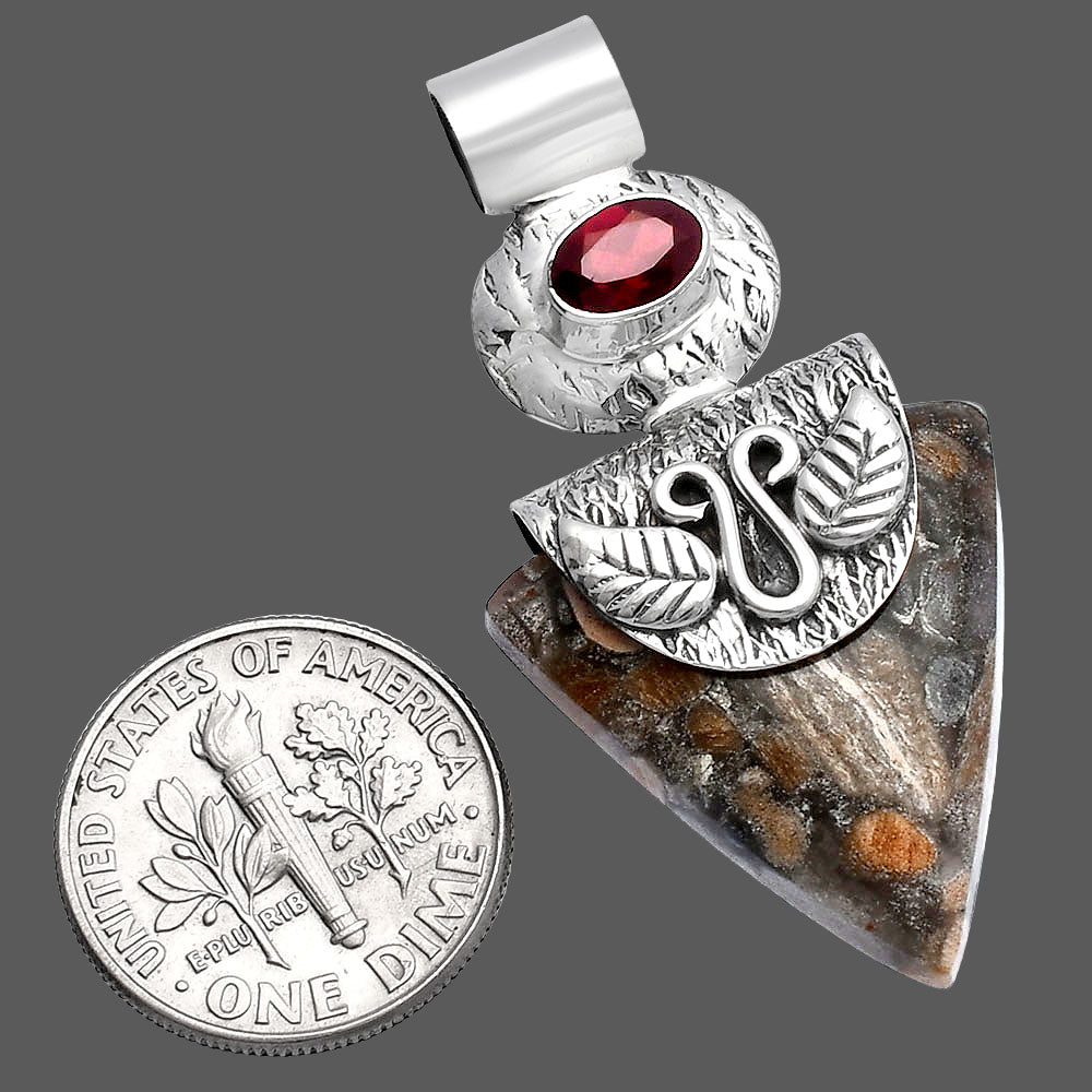 Natural Tabu Jasper & Garnet Pendant P-1545 SDP144498