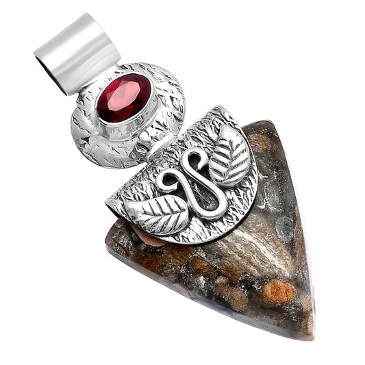 Natural Tabu Jasper & Garnet Pendant P-1545 SDP144498