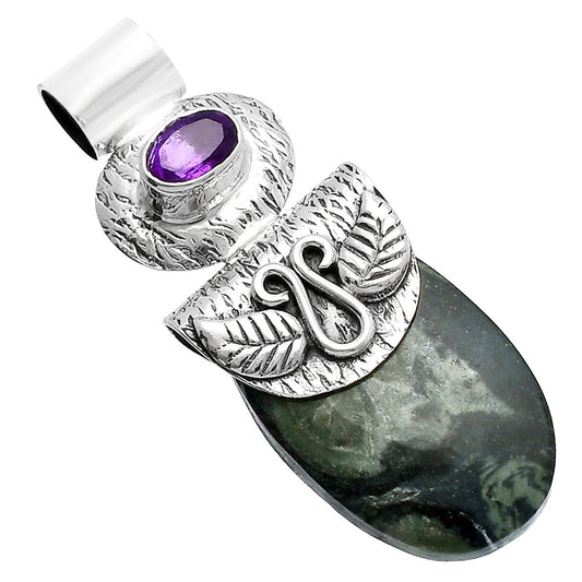 Natural Star Galaxy Jasper & Amethyst Pendant P-1545 SDP144504