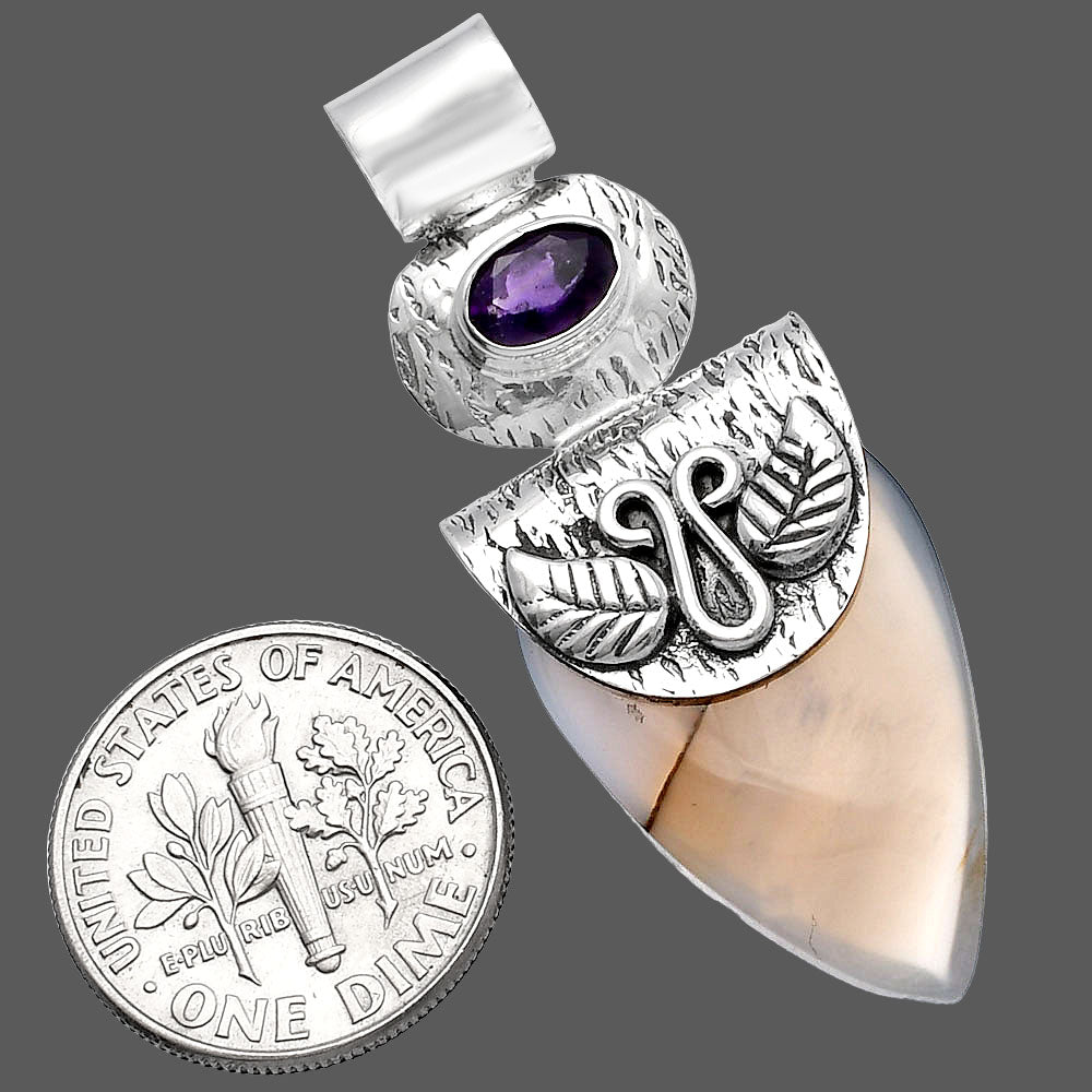 Montana Agate - USA & Amethyst Pendant P-1545 SDP144511