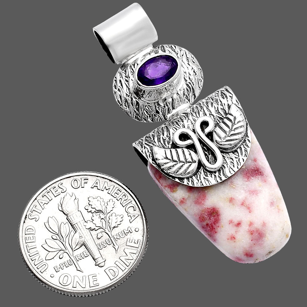 Natural Cinnabar & Amethyst Pendant P-1545 SDP144531