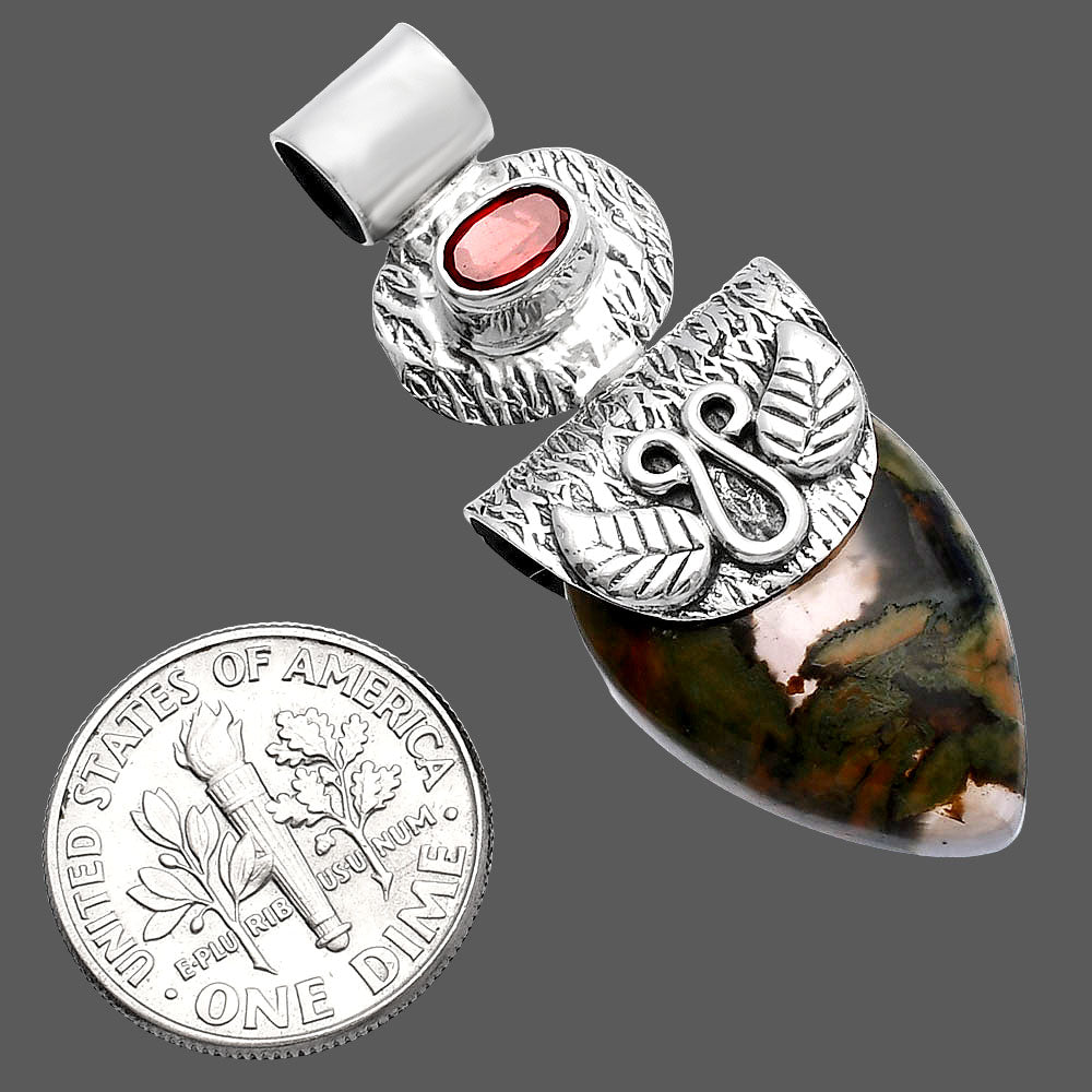 Rhyolite - Rainforest Jasper & Garnet Pendant P-1545 SDP144532