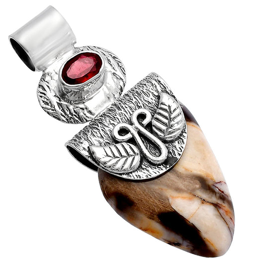 Natural Peanut Wood & Garnet Pendant P-1545 SDP144536