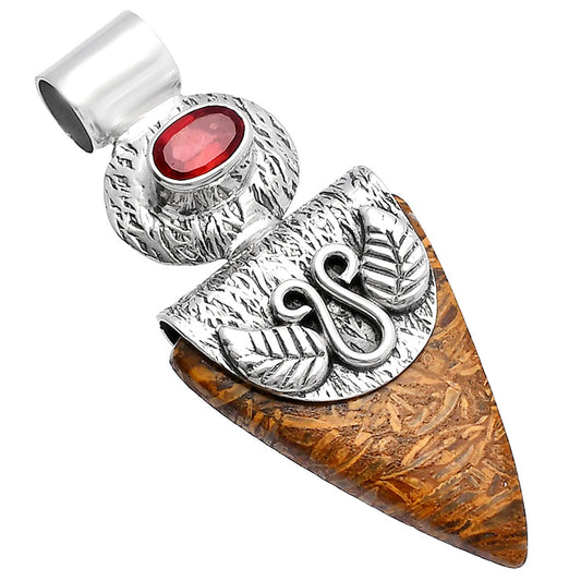 Coquina Fossil Jasper & Garnet Pendant P-1545 SDP144540