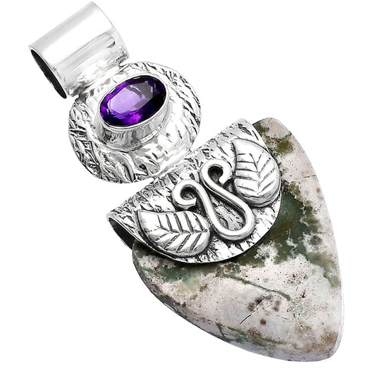 Natural Utah Variscite & Amethyst Pendant P-1545 SDP144544
