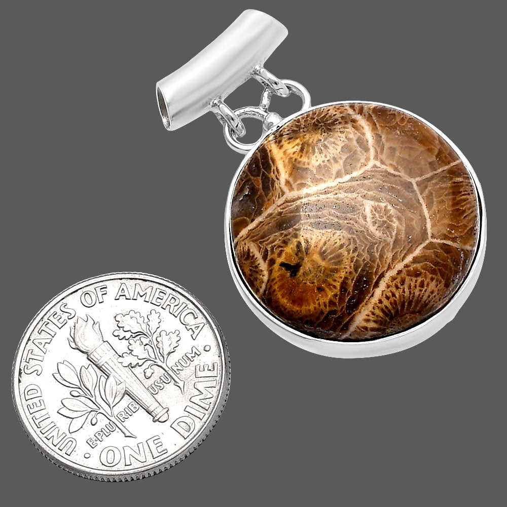 Natural Flower Fossil Coral Pendant P-1198 SDP144622