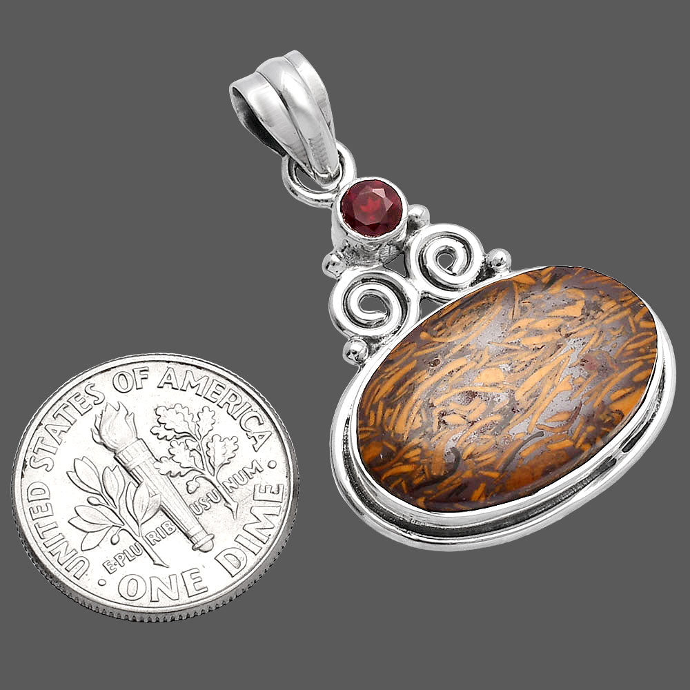 Coquina Fossil Jasper & Garnet Pendant P-1603 SDP144848