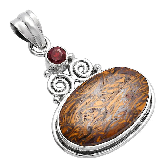 Coquina Fossil Jasper & Garnet Pendant P-1603 SDP144848