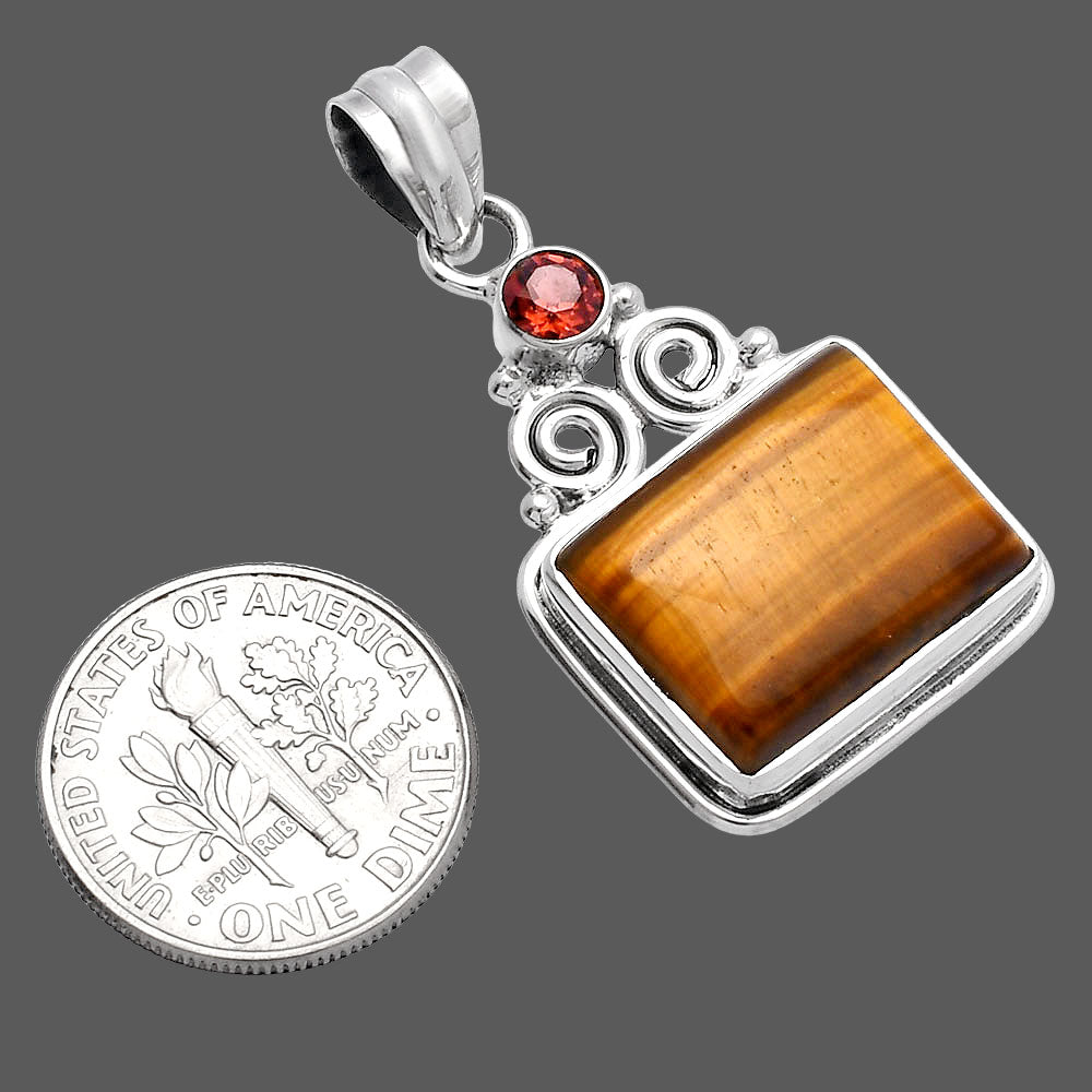 Natural Tiger Eye - Africa & Garnet Pendant P-1603 SDP144869