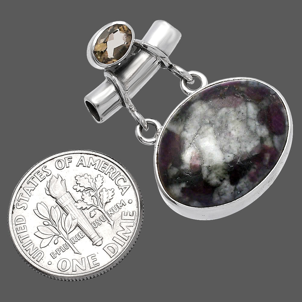 Russian Eudialyte & Smoky Quartz Pendant P-1276 SDP144906