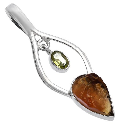 Rare Kornerupine Rough & Peridot Pendant P-1648 SDP144949