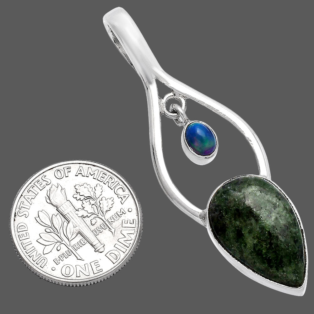 Serpentine & Black Ethiopian Opal Pendant P-1648 SDP144951