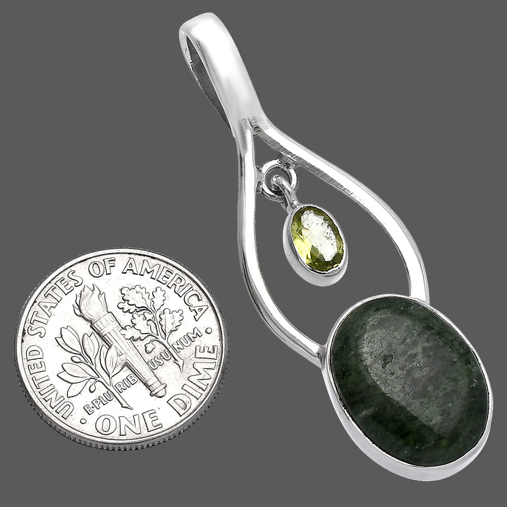 Natural Serpentine & Peridot Pendant P-1648 SDP144955