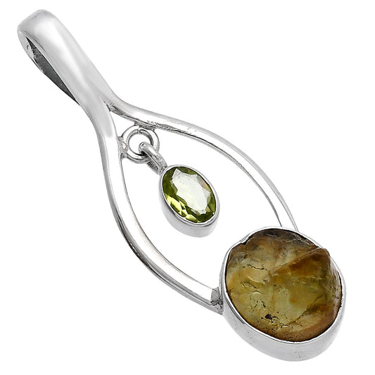 Rare Kornerupine Rough & Peridot Pendant P-1648 SDP144963
