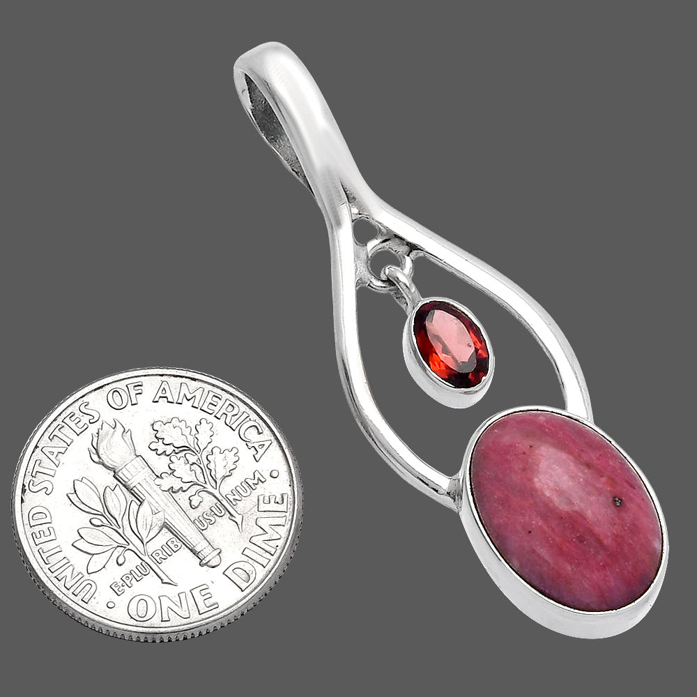 Natural Pink Tulip Quartz & Garnet Pendant P-1648 SDP144964