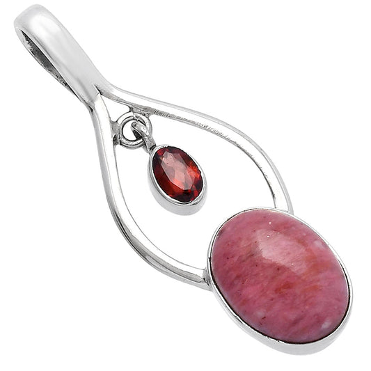 Natural Pink Tulip Quartz & Garnet Pendant P-1648 SDP144966