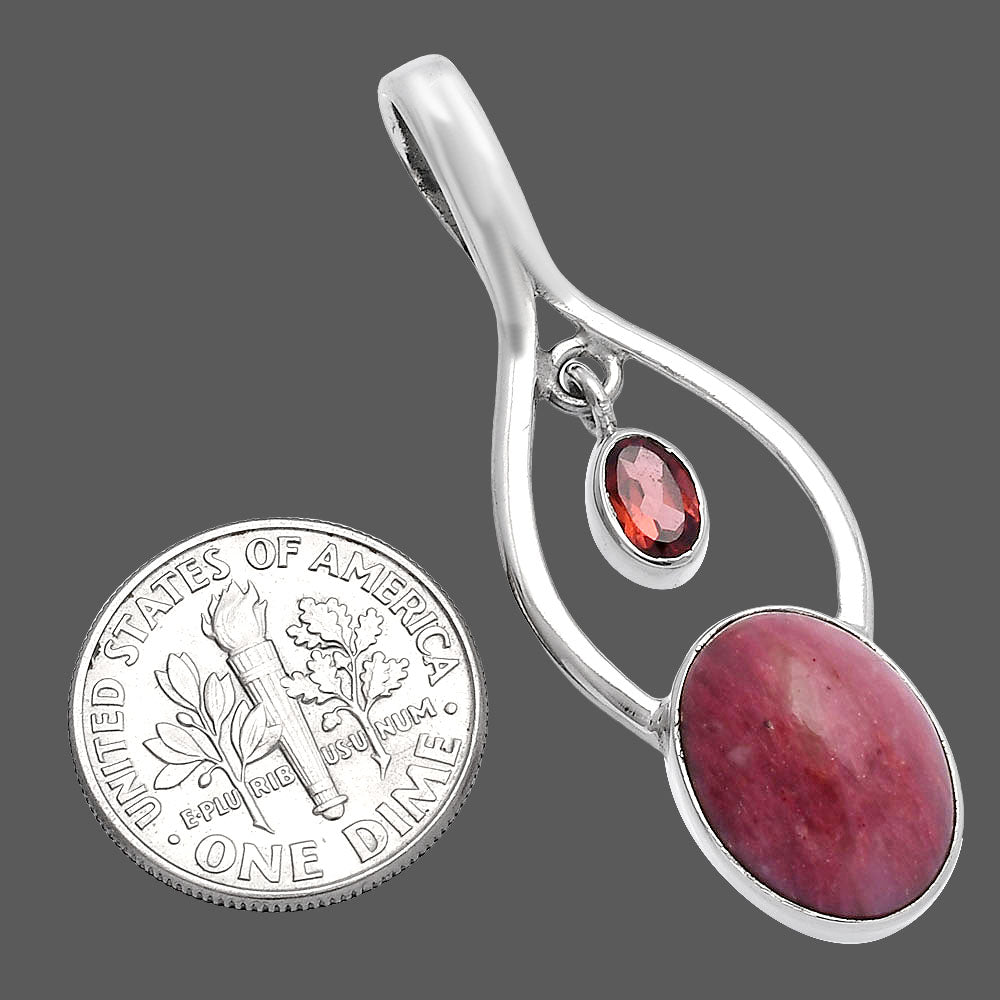 Natural Pink Tulip Quartz & Garnet Pendant P-1648 SDP144969