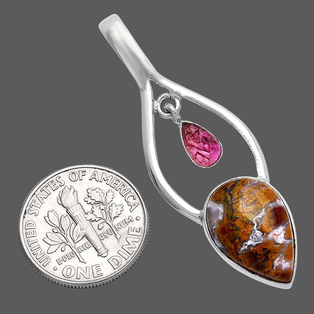 Rare Cady Mountain Agate & Pink Tourmaline Rough Pendant P-1648 SDP144972