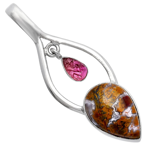 Rare Cady Mountain Agate & Pink Tourmaline Rough Pendant P-1648 SDP144972