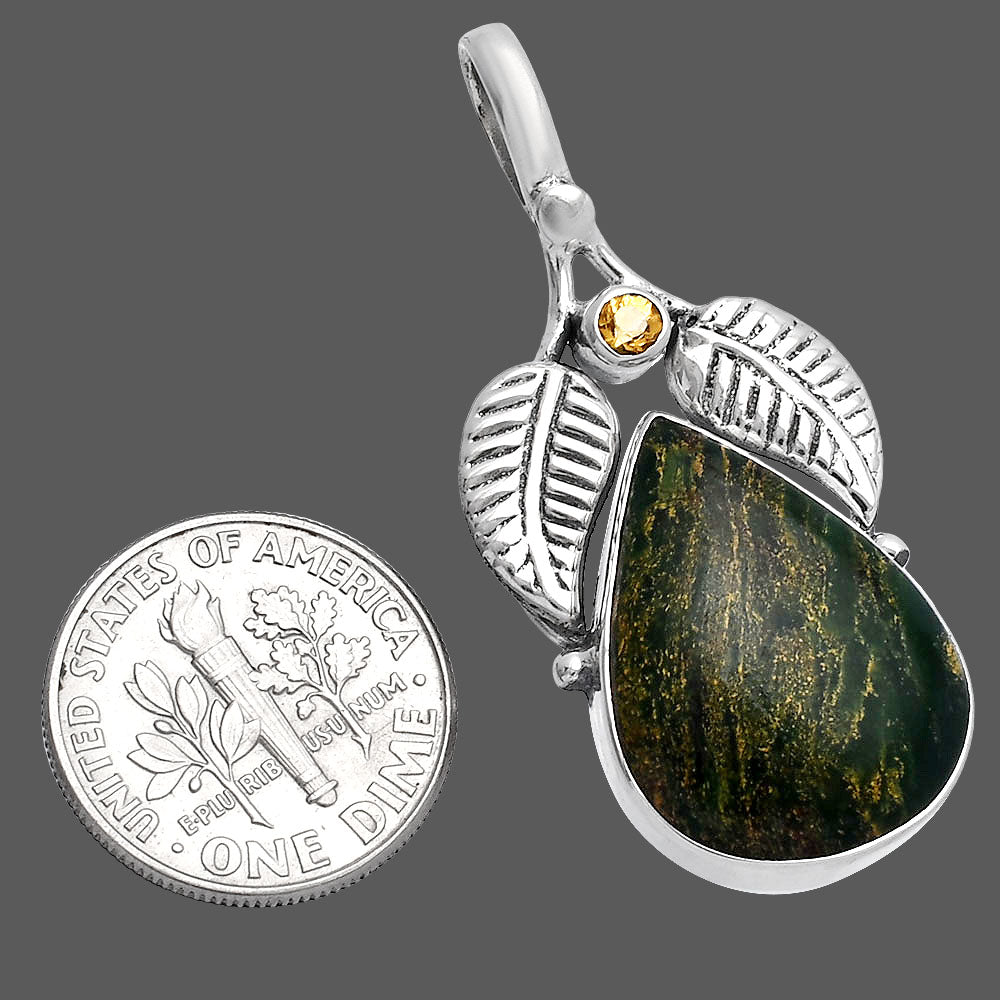 Natural Green Fuchsite & Citrine Pendant P-1416 SDP144982
