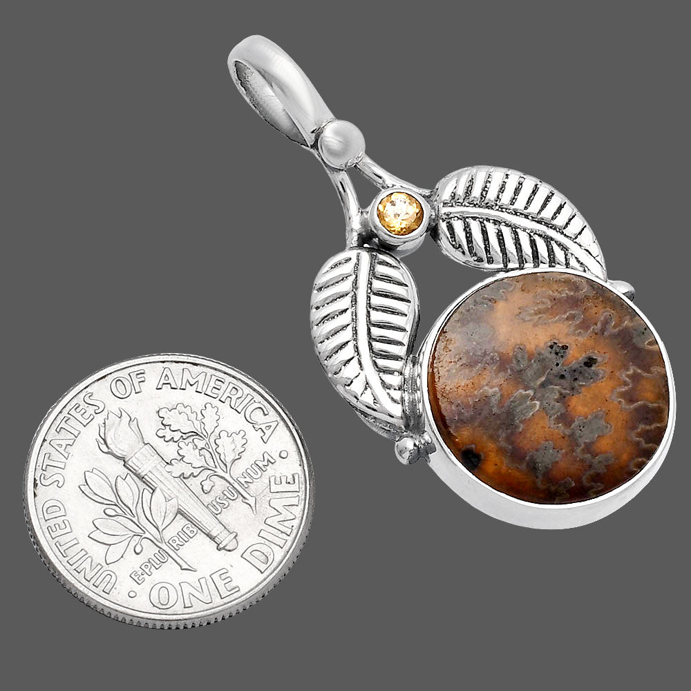 Natural Sutured Ammonite & Citrine Pendant P-1416 SDP144992