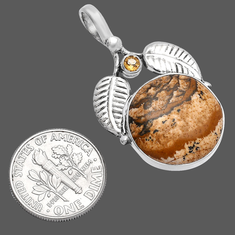 Natural Picture Jasper & Citrine Pendant P-1416 SDP144994