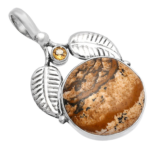 Natural Picture Jasper & Citrine Pendant P-1416 SDP144994
