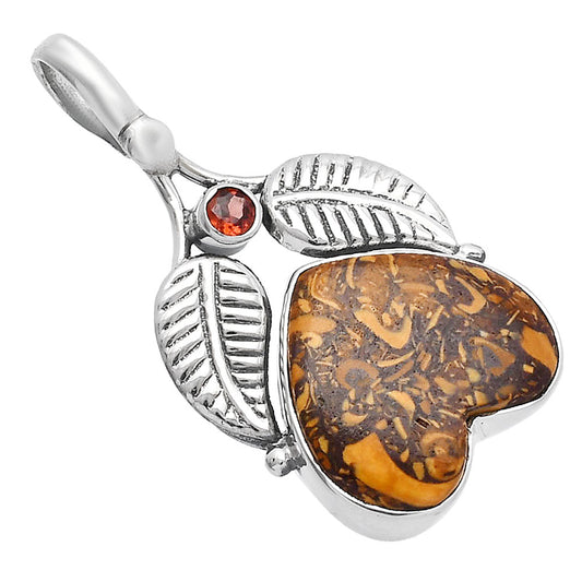 Heart Coquina Fossil Jasper & Citrine Pendant P-1416 SDP144995