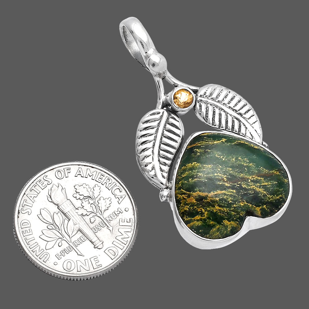Heart Green Fuchsite & Citrine Pendant P-1416 SDP145005