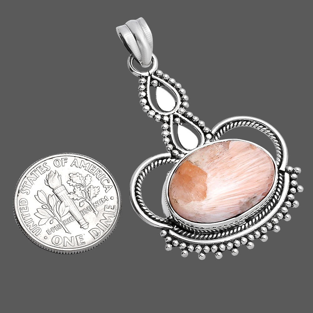 Natural Orange Scolecite - India Pendant P-1579 SDP145013