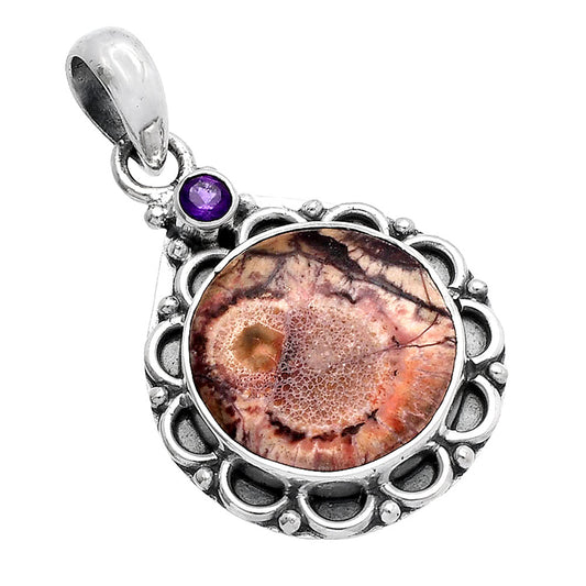 Natural Mexican Bird Eye & Amethyst Pendant P-1080 SDP145059