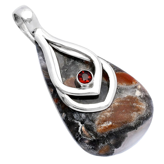 Natural Tabu Jasper & Garnet Pendant P-1562 SDP145103