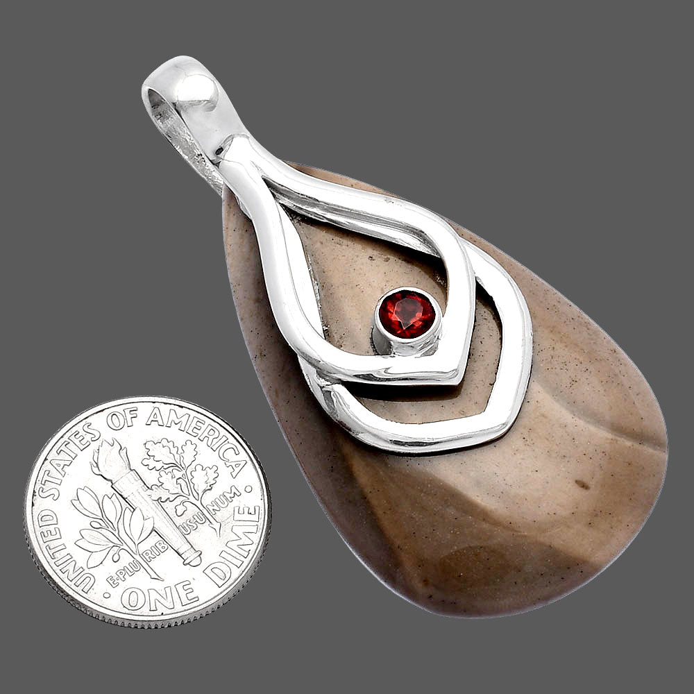 Natural Flint Stone & Garnet Pendant P-1562 SDP145123