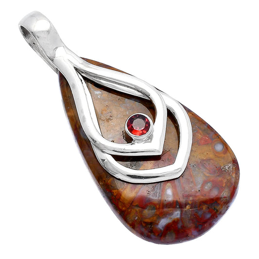 Natural Red Moss Agate & Garnet Pendant P-1562 SDP145136