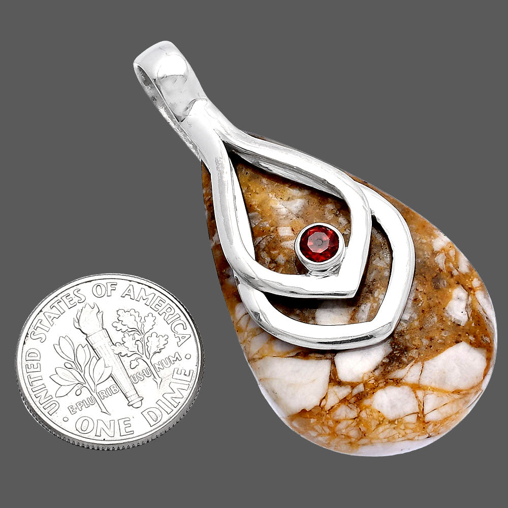 Natural Wild Horse Jasper & Garnet Pendant P-1562 SDP145137
