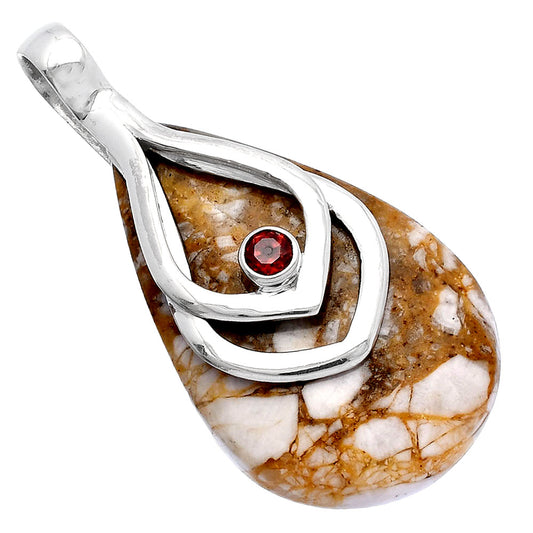 Natural Wild Horse Jasper & Garnet Pendant P-1562 SDP145137