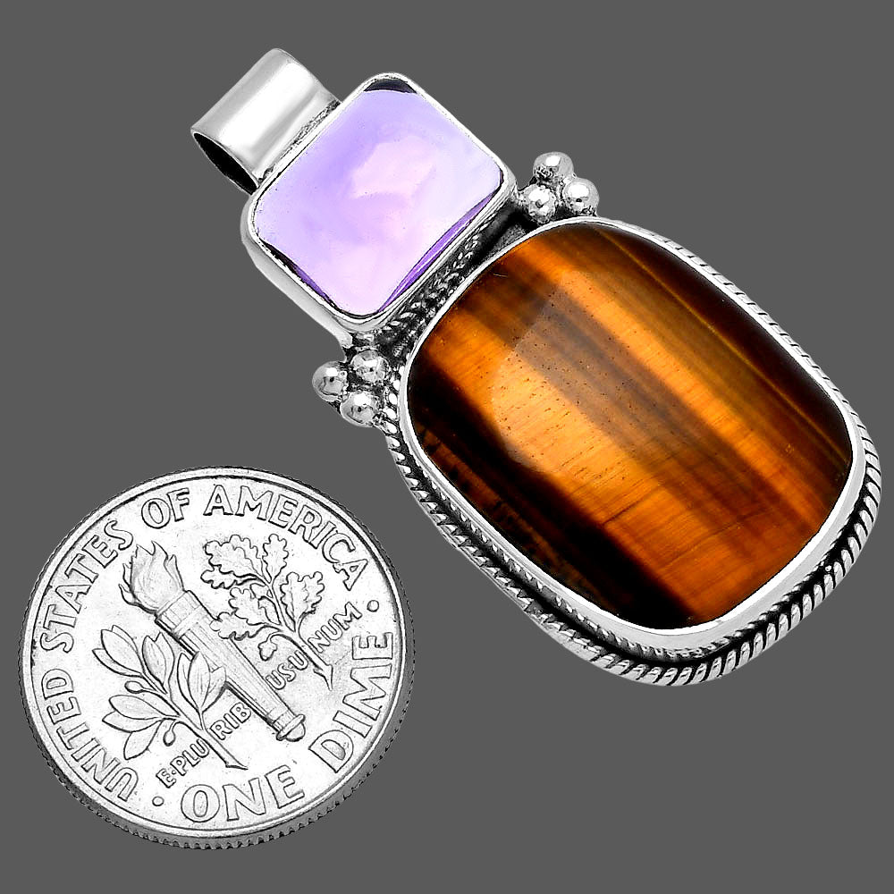 Natural Tiger Eye - Africa & Amethyst Pendant P-1121 SDP145256